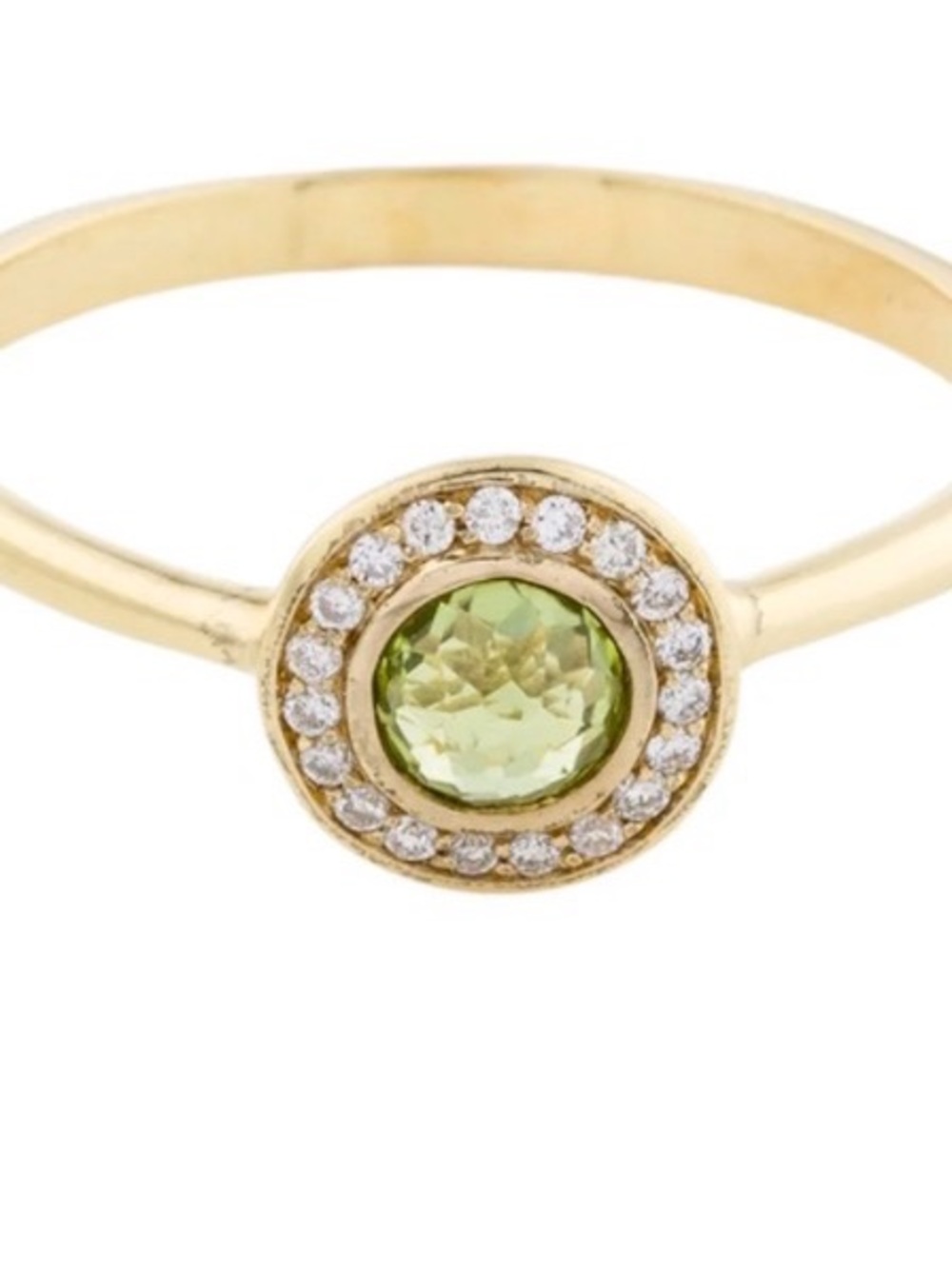 Ippolita 18k Gold Peridot w Diamonds Lolipop Mini Ring -6.5 Like NEW